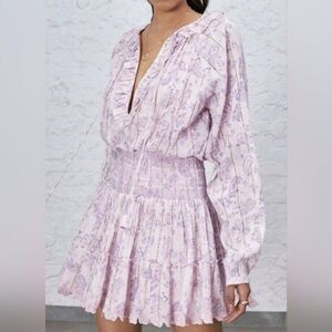 Revolve House of Harlow 1960 Blush Pink Floral Tie Neck Boho Spring Dress S